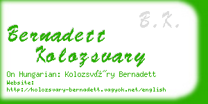 bernadett kolozsvary business card